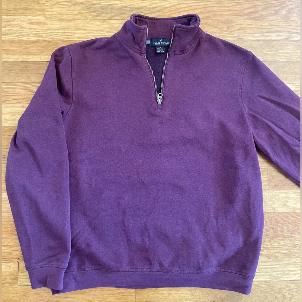 Tailor Vintage Maroon Quarter Zip Fleece Sweater